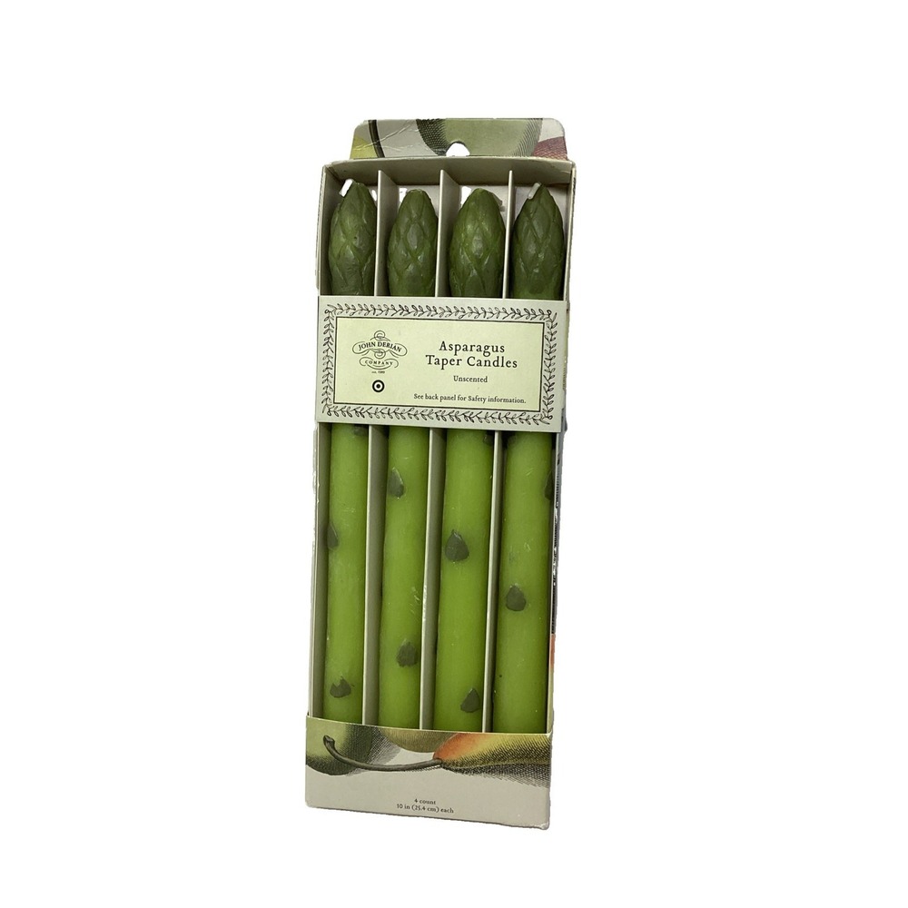 4pk Unscented Asparagus Green 10"Taper Candles John Derian for Target New in Box